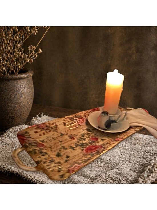 American Atelier Other - American Atelier Melody Reticulated Tray Vintage Music Sheet Print Rose Gold Mus